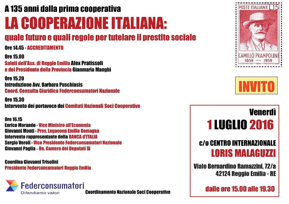 Al momento stai visualizzando La cooperazione italiana: quale futuro e quali regole per tutelare il prestito sociale. Incontro a Reggio Emilia